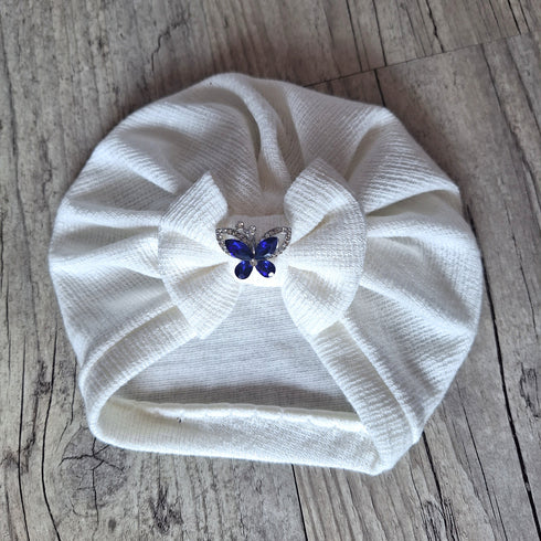Turban bijoux Papillon bleu roi nœud en tissu maille 4 couleurs au choix